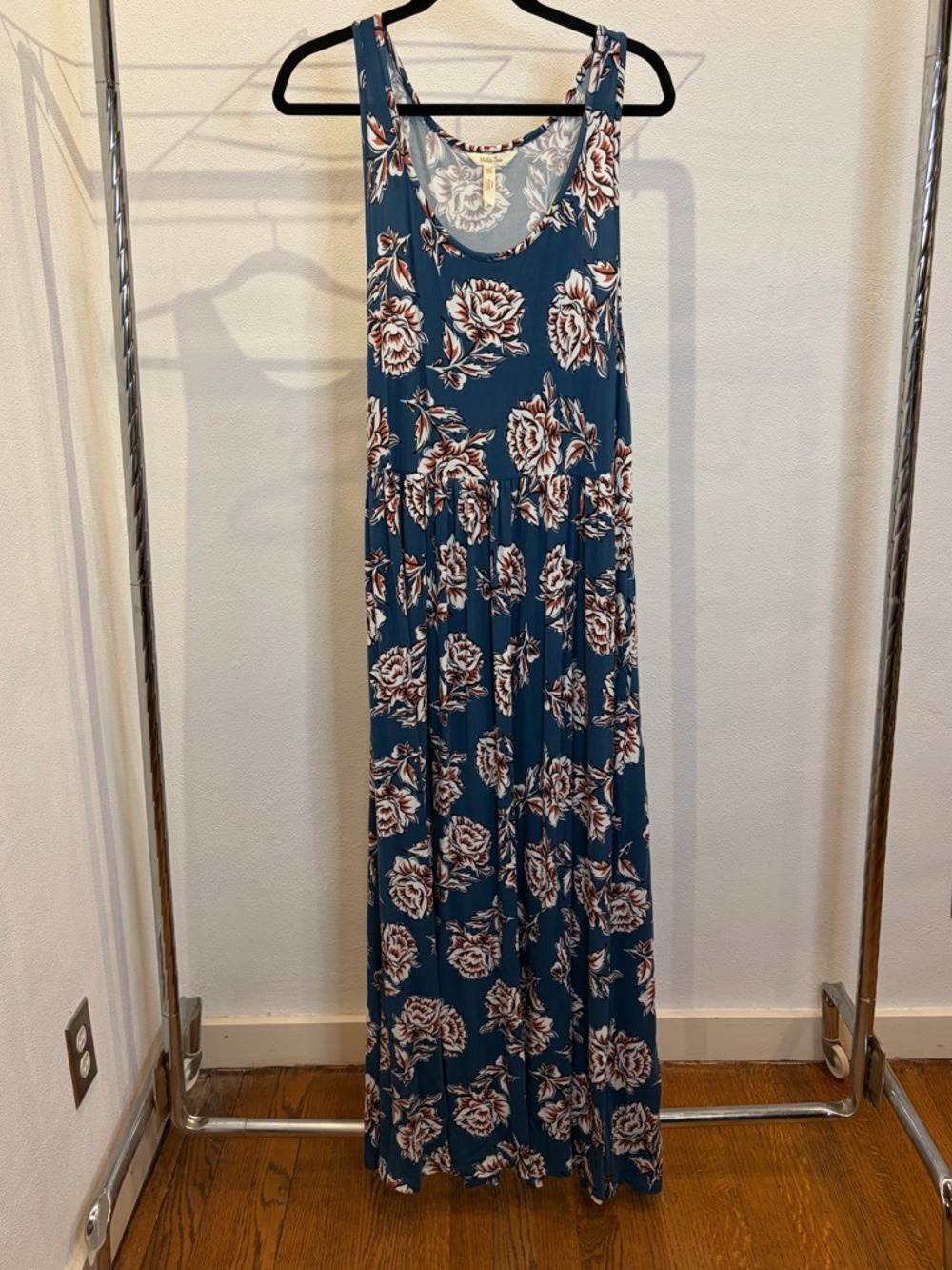 Matilda Jane Teal Floral Maxi Dress with Cream and Brown Roses
